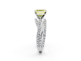 White gold Fancy Yellow Asscher  Solitaire Twist Band with Pavé Setting and Four-Prong Setting_2