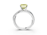 White gold Fancy Yellow Asscher  Solitaire Twist Band with Pavé Setting and Four-Prong Setting_3