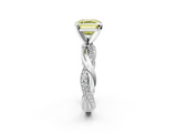 White gold Fancy Yellow Asscher  Solitaire Twist Band with Pave Prong Setting_19