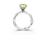 White gold Fancy Yellow Asscher  Solitaire Twist Band with Pave Prong Setting_20