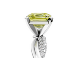 White gold Fancy Yellow Asscher  Solitaire Twist Band with Pave Prong Setting_22