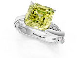 White gold Fancy Yellow Asscher  Solitaire Twist Band with Pave Prong Setting_23