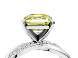 White gold Fancy Yellow Asscher  Solitaire Twist Band with Pave Prong Setting_26