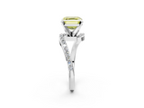 White gold Fancy Yellow Asscher  Solitaire Twist Band with Pave Set Diamonds and Four-Prong Setting_2