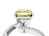White gold Fancy Yellow Asscher  Solitaire Twist Band with Pave Set Diamonds and Four-Prong Setting_4