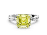 White gold Fancy Yellow Asscher  Solitaire Twisted Band Prong Set Engagement Ring_65