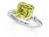 White gold Fancy Yellow Asscher  Solitaire Twisted Band Prong Set Engagement Ring_70