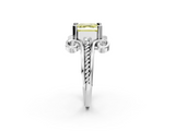 White gold Fancy Yellow Asscher  Solitaire Twisted Band Scroll Prong Ring_5