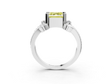 White gold Fancy Yellow Asscher  Solitaire Twisted Band Scroll Prong Ring_6