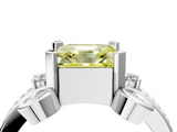 White gold Fancy Yellow Asscher  Solitaire Twisted Band Scroll Prong Ring_7