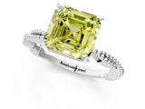 White gold Fancy Yellow Asscher  Solitaire Twisted Band with Bead Prong Setting_48