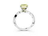 White gold Fancy Yellow Asscher  Solitaire Twisted Band with Bead Prong Setting_49