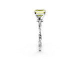 White gold Fancy Yellow Asscher  Solitaire Twisted Band with Bead Prong Setting_49