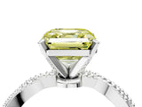 White gold Fancy Yellow Asscher  Solitaire Twisted Band with Bead Prong Setting_50