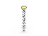 White gold Fancy Yellow Asscher  Solitaire Twisted Band with Pavé Accents and Four-Prong Setting_49