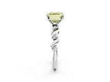 White gold Fancy Yellow Asscher  Solitaire Twisted Band with Prong Setting 2