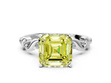 White gold Fancy Yellow Asscher  Solitaire Twisted Band with Prong Setting