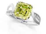 White gold Fancy Yellow Asscher  Solitaire Twisted Band with Prong Setting_21