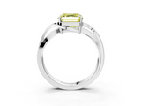 White gold Fancy Yellow Asscher  Solitaire Twisted Band with Prong Setting_23