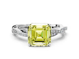 White gold Fancy Yellow Asscher  Solitaire Twisted Pave Diamond Ring with Four-Prong Setting_13