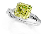 White gold Fancy Yellow Asscher  Solitaire Twisted Pave Diamond Ring with Four-Prong Setting_14