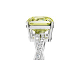 White gold Fancy Yellow Asscher  Solitaire Twisted Pave Diamond Ring with Four-Prong Setting_18