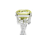 White gold Fancy Yellow Asscher  Solitaire Twisted Pave Diamond Ring with Four-Prong Setting_180