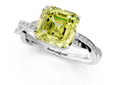 White gold Fancy Yellow Asscher  Solitaire Twisted Pave Diamond Ring with Four-Prong Setting_25