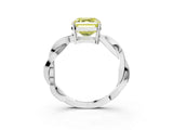 White gold Fancy Yellow Asscher  Solitaire Twisted Pave Diamond Ring with Four-Prong Setting_27