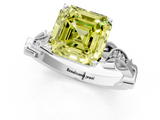 White gold Fancy Yellow Asscher  Solitaire Vine Band with Milgrain Prong Setting_4