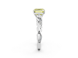 White gold Fancy Yellow Asscher  Solitaire Vine Band with Milgrain Prong Setting_5