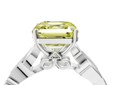 White gold Fancy Yellow Asscher  Solitaire Vine Band with Milgrain Prong Setting_7