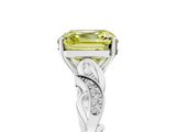 White gold Fancy Yellow Asscher  Solitaire Vine Band with Milgrain Prong Setting_8