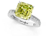White gold Fancy Yellow Asscher  Solitaire with Pavé Band and Four-Prong Setting_68