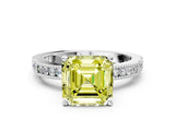 White gold Fancy Yellow Asscher  Solitaire with Pavé Band and Four-Prong Setting_70