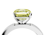 White gold Fancy Yellow Asscher  Solitaire with Pavé Band and Four-Prong Setting_71