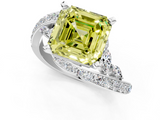 White gold Fancy Yellow Asscher  Solitaire with Pavé Twist Band and Four-Prong Setting_17