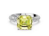 White gold Fancy Yellow Asscher  Solitaire with Pave Band and Four-Prong Setting_20