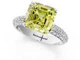 White gold Fancy Yellow Asscher  Solitaire with Pave Band and Four-Prong Setting_21