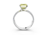 White gold Fancy Yellow Asscher  Solitaire with Pave Band and Four-Prong Setting_23