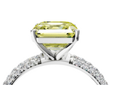 White gold Fancy Yellow Asscher  Solitaire with Pave Band and Four-Prong Setting_24