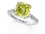 White gold Fancy Yellow Asscher  Solitaire with Side Baguettes and Channel Set Band_1