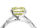 White gold Fancy Yellow Asscher  Solitaire with Side Baguettes and Channel Set Band_4