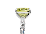 White gold Fancy Yellow Asscher  Solitaire with Side Baguettes and Channel Set Band_5