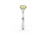 White gold Fancy Yellow Asscher  Solitaire with Tapered Baguette Side Stones on a Classic Band with Four-Prong Setting_2