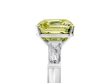 White gold Fancy Yellow Asscher  Solitaire with Tapered Baguette Side Stones on a Classic Band with Four-Prong Setting_5