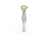 White gold Fancy Yellow Asscher  Three-Stone Diamond Ring with Pavé Split Shank and Four-Prong Setting_19