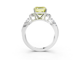 White gold Fancy Yellow Asscher  Three-Stone Diamond Ring with Pavé Split Shank and Four-Prong Setting_20