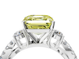 White gold Fancy Yellow Asscher  Three-Stone Diamond Ring with Pavé Split Shank and Four-Prong Setting_21