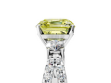 White gold Fancy Yellow Asscher  Three-Stone Diamond Ring with Pavé Split Shank and Four-Prong Setting_23